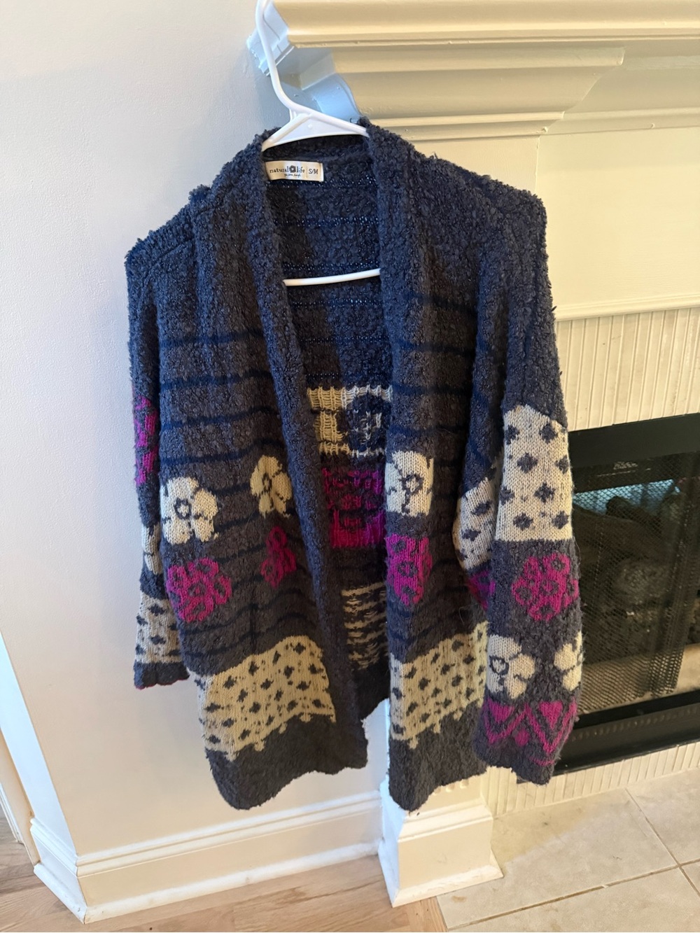 Natural Life Boho Floral Oversized Open Cardigan Sweater S/M